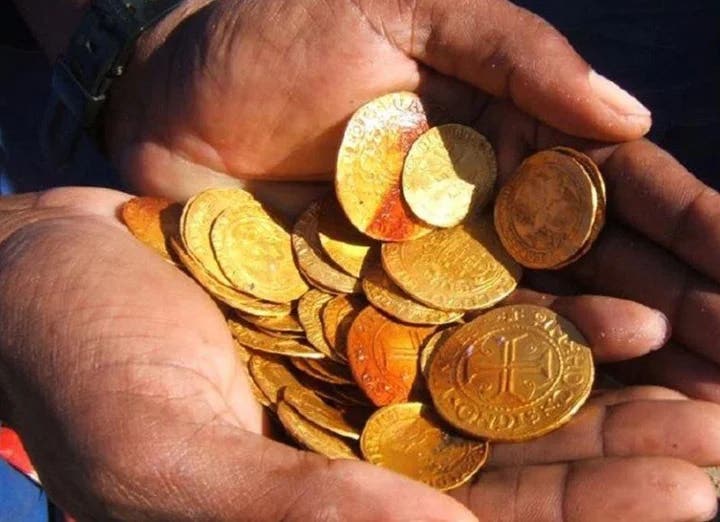 Gold coins found amidst the wreck of the Bom Jesus.