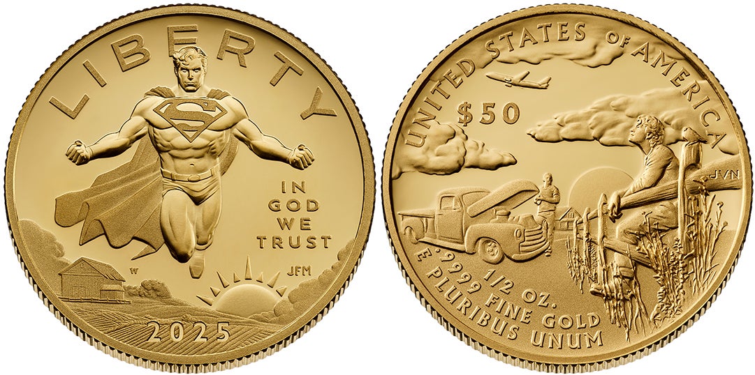 The U.S. Mint's half-ounce gold Proof Superman coin