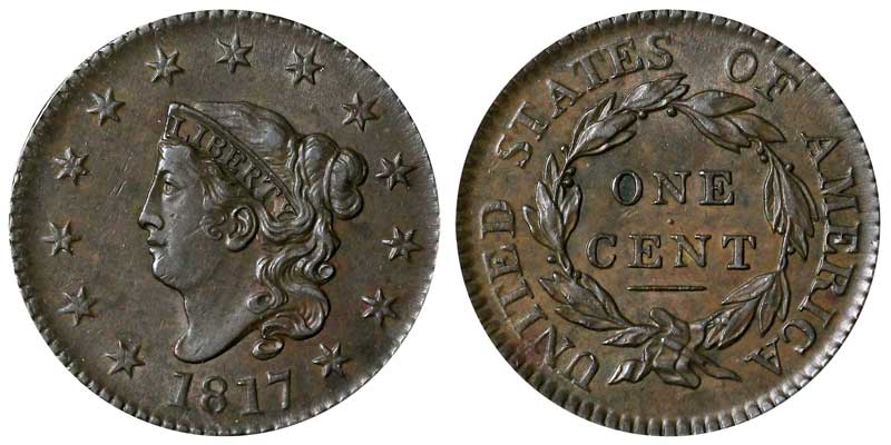 1817 1c N-6 13 Stars Matron Head Large Cent PCGS VF 35 | eBay